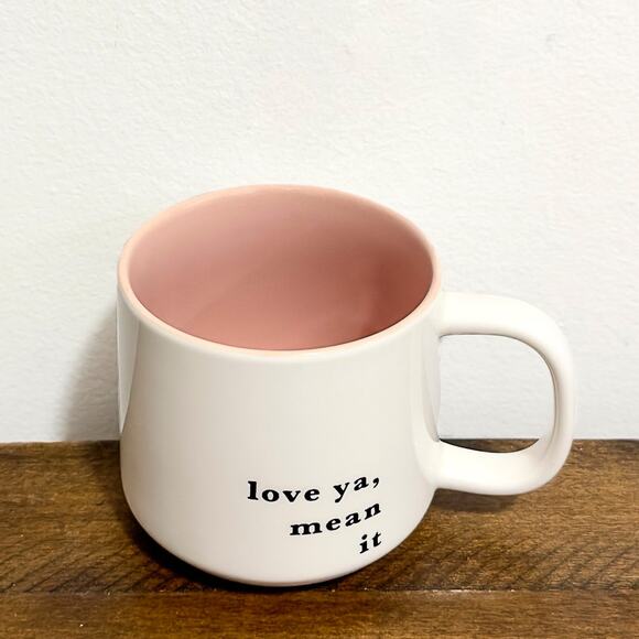 NWT: Threshold - Love ya, Mean it, Ivory & Pink, Two Tone, Stoneware Coffee Mug - Picture 2 of 4